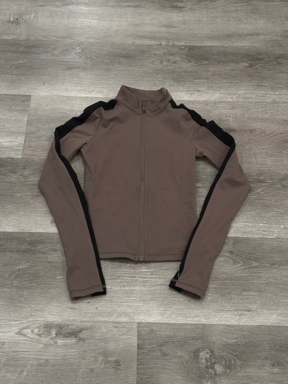 FORM Sculpture Two Tone Fitted Athletic Jacket Brown Womens XS